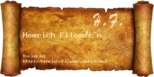 Hemrich Filomén névjegykártya